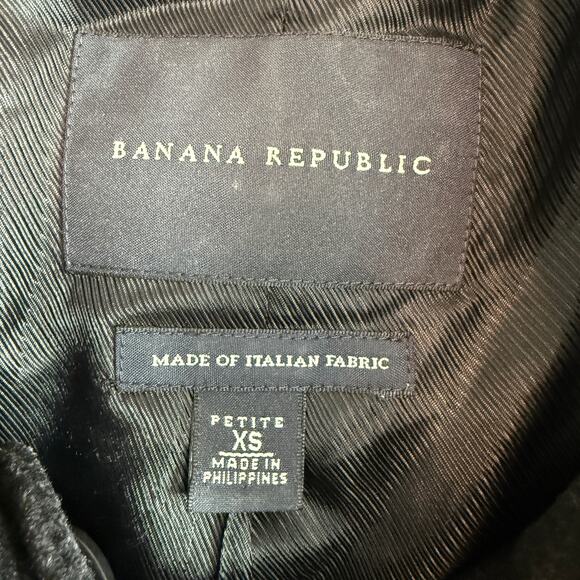 Women's Banana Republic Black Gray Wool Blend Plaid Coat Size XS Petite - Picture 4 of 11